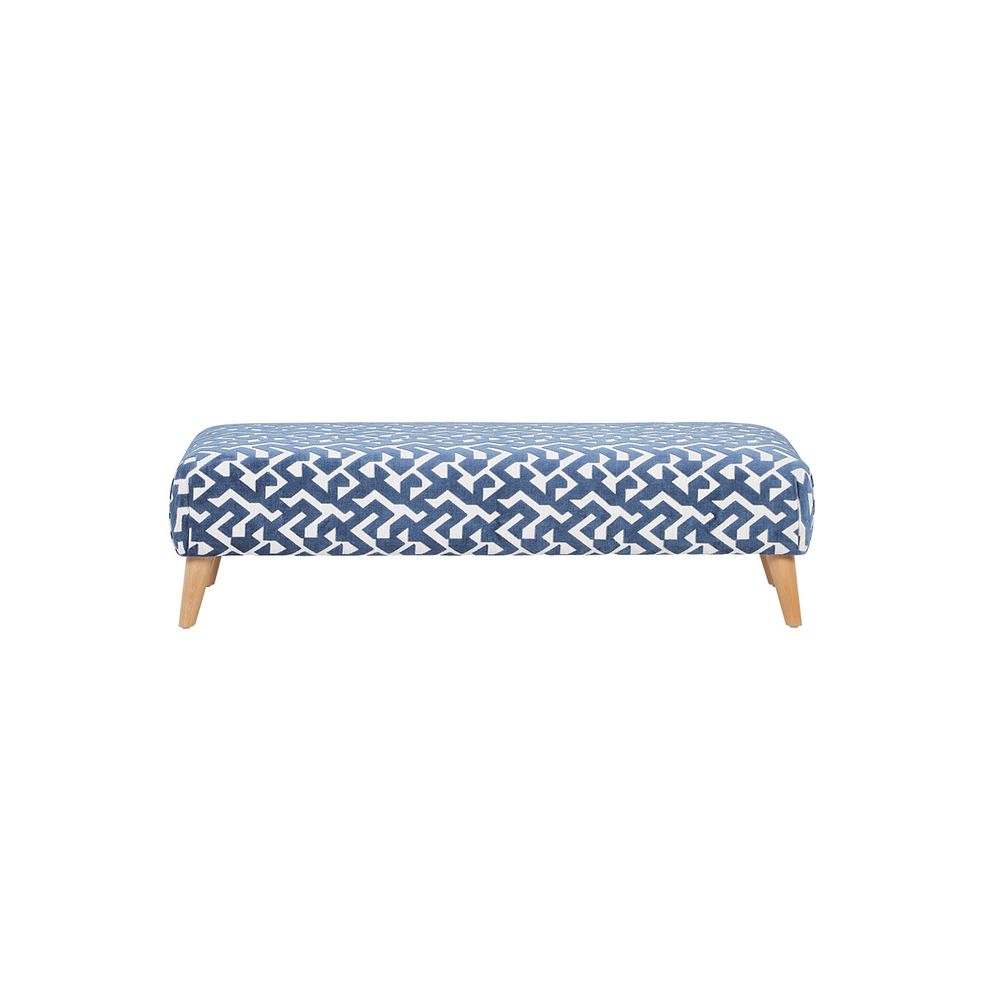 Dalby Footstool in Patterned Denim Fabric 4