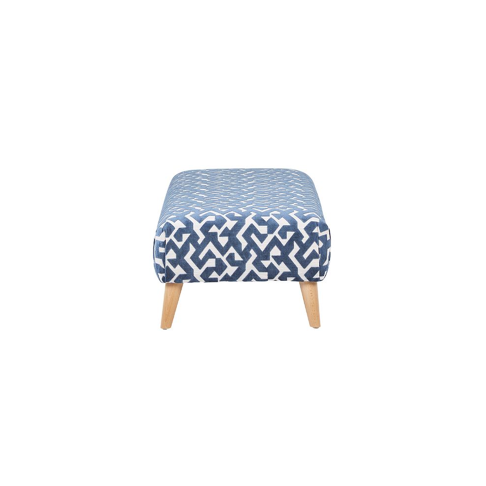 Dalby Footstool in Patterned Denim Fabric 5
