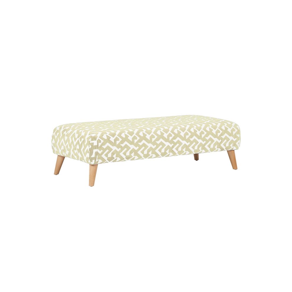 Dalby Footstool in Patterned Gold Fabric 1