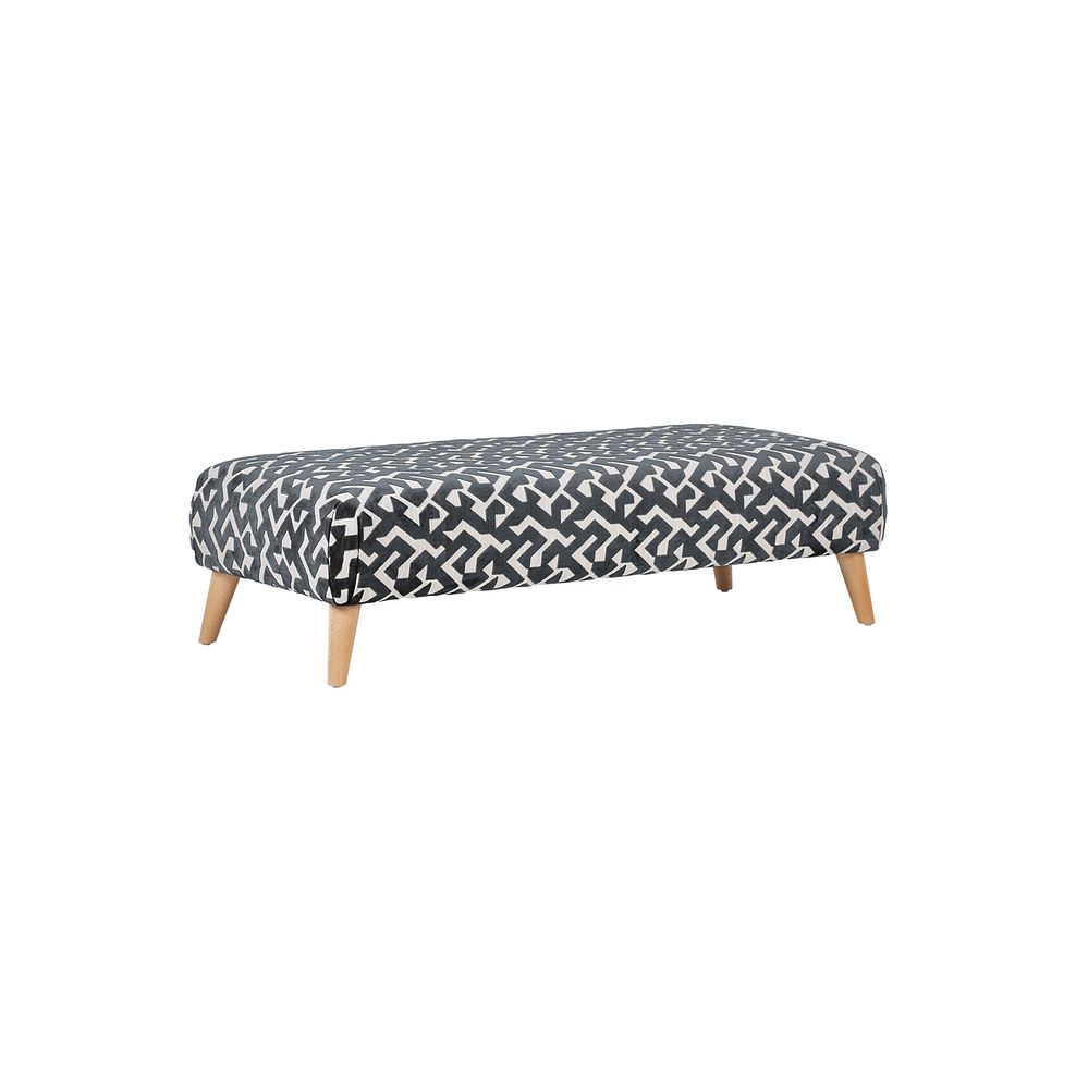 Dalby Footstool in Patterned Charcoal Fabric 1