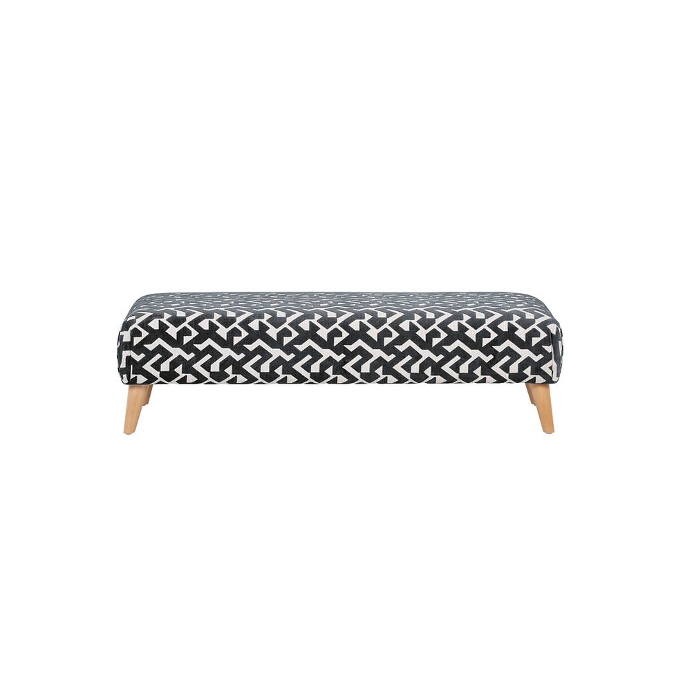 Dalby Footstool in Patterned Charcoal Fabric 2