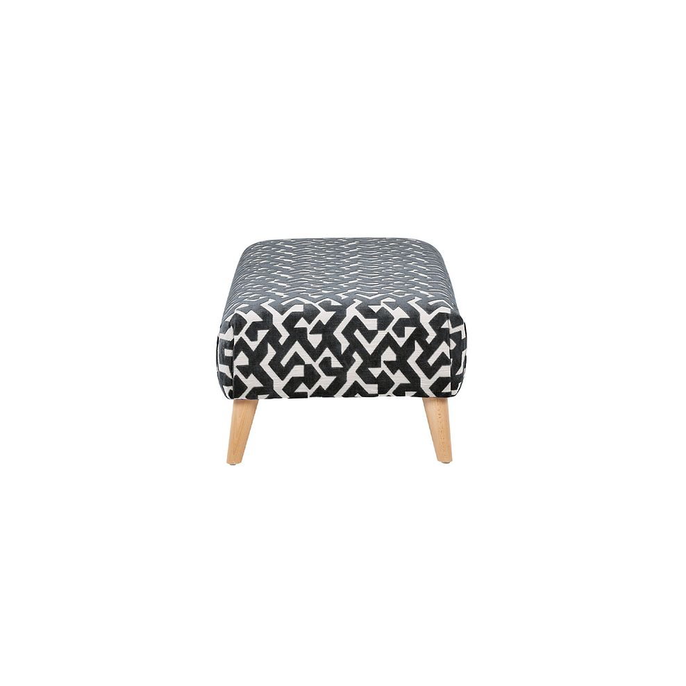 Dalby Footstool in Patterned Charcoal Fabric 3