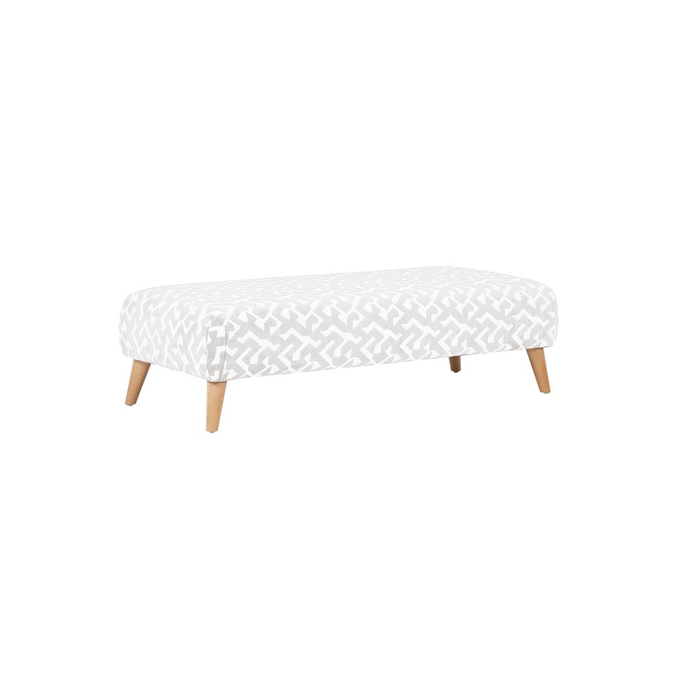 Dalby Footstool in Patterned Ivory Fabric Thumbnail 1