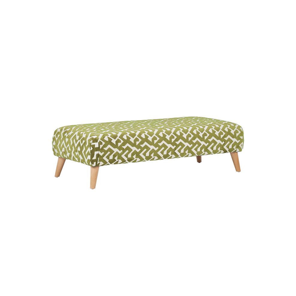 Dalby Footstool in Patterned Sage Fabric 1