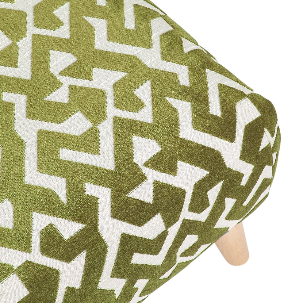 Dalby Footstool in Patterned Sage Fabric 5
