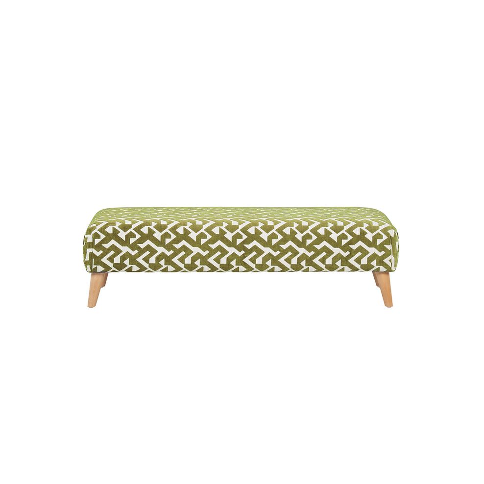 Dalby Footstool in Patterned Sage Fabric 2