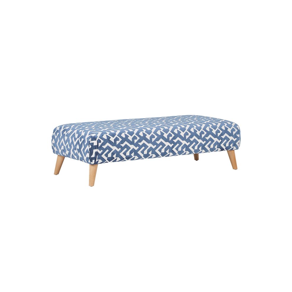 Dalby Footstool in Patterned Denim Fabric 3