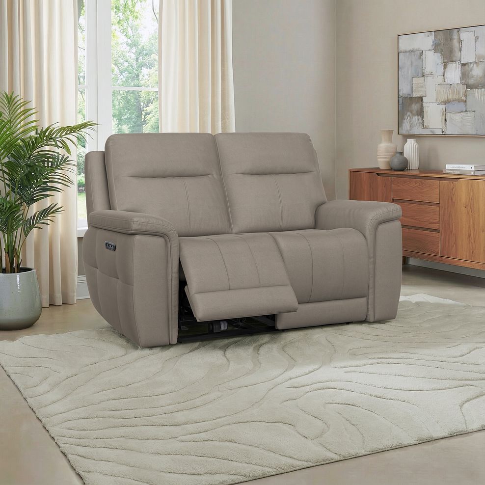 Dalton 2 Seater Electric Recliner Sofa in Bella Latte Fabric 1