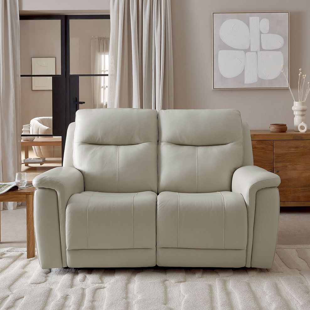 Dalton 2 Seater Electric Recliner Sofa in Bone China Leather 1