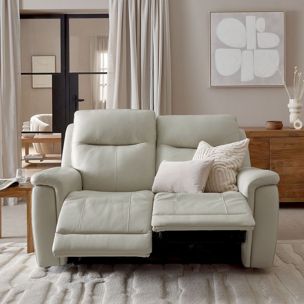 Dalton 2 Seater Electric Recliner Sofa in Bone China Leather 2