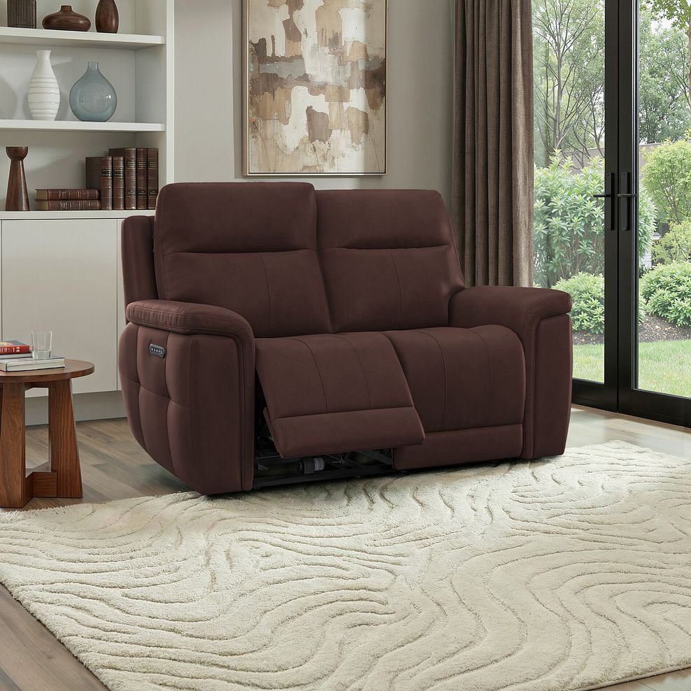 Dalton 2 Seater Electric Recliner Sofa with Power Headrests in Chestnut Leather 1