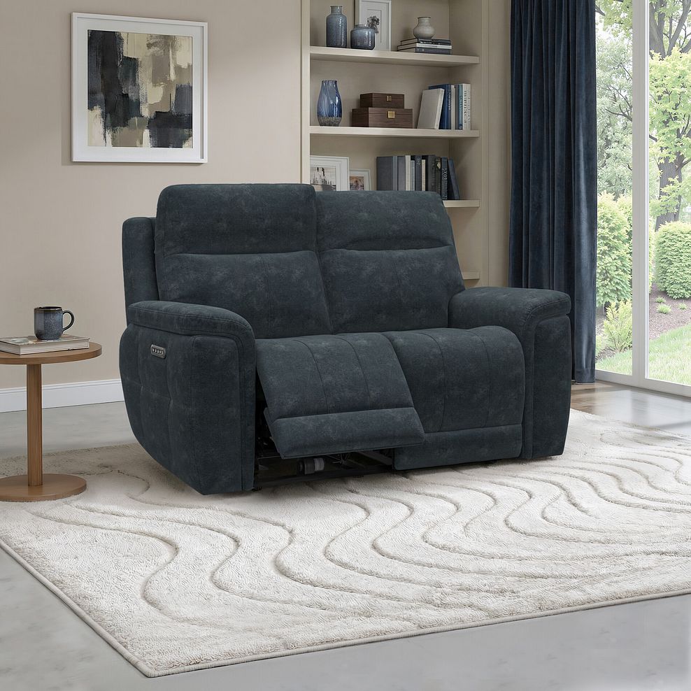 Dalton 2 Seater Electric Recliner Sofa with Power Headrests in Dexter Shadow Fabric 1