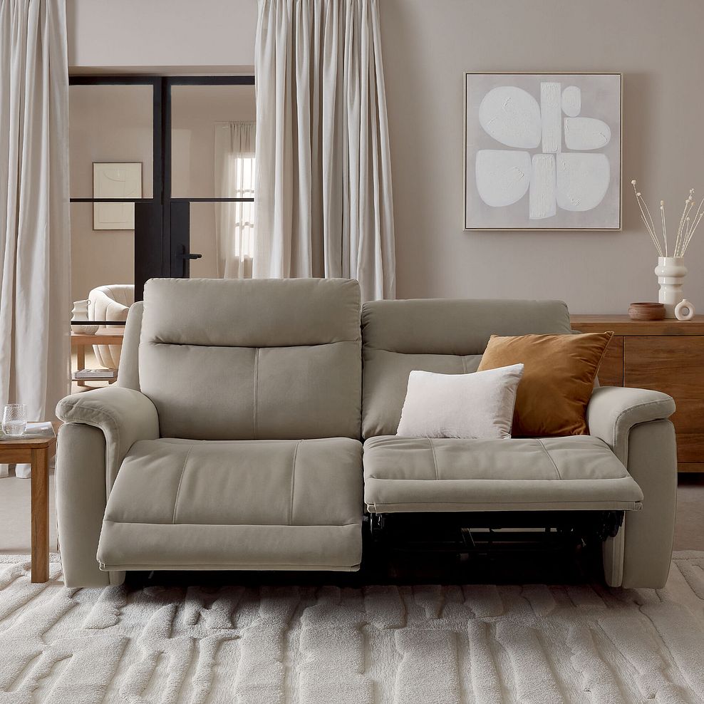 Dalton 3 Seater Electric Recliner Sofa in Bella Latte Fabric 2