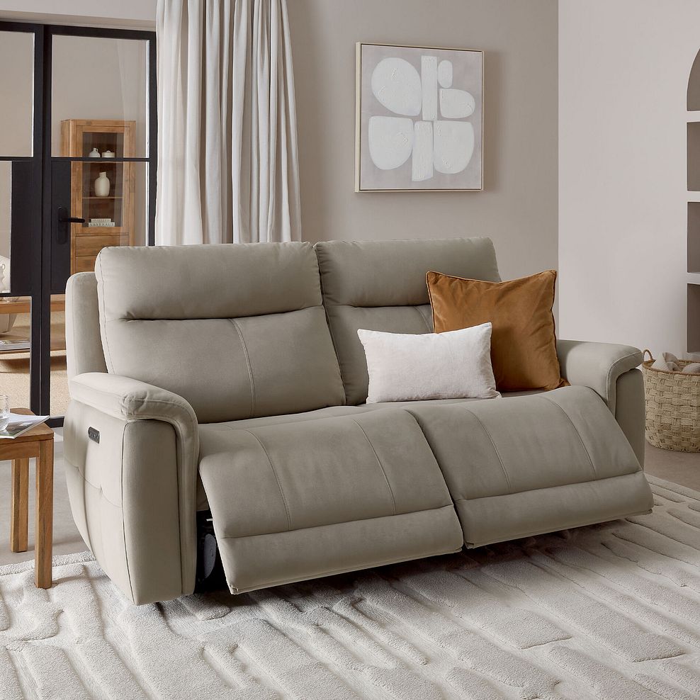 Dalton 3 Seater Electric Recliner Sofa in Bella Latte Fabric 4