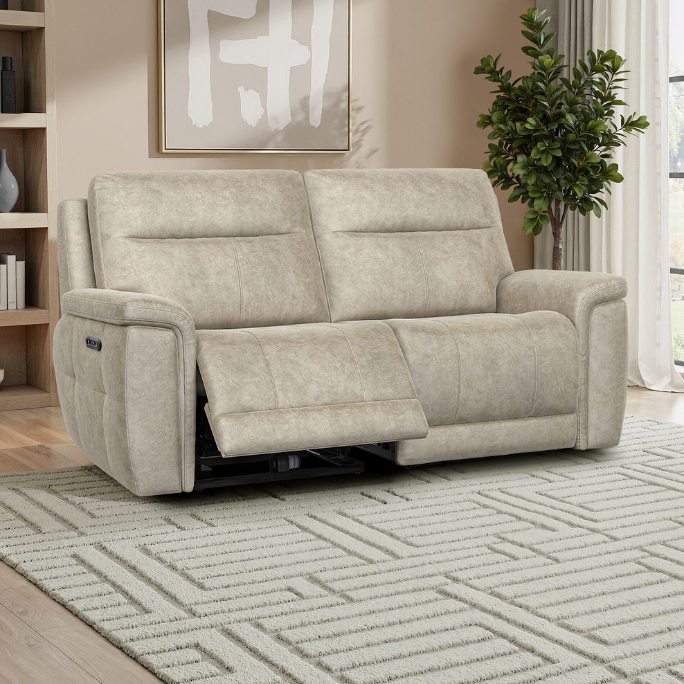 Dalton 3 Seater Electric Recliner Sofa in Marble Cream Fabric 1