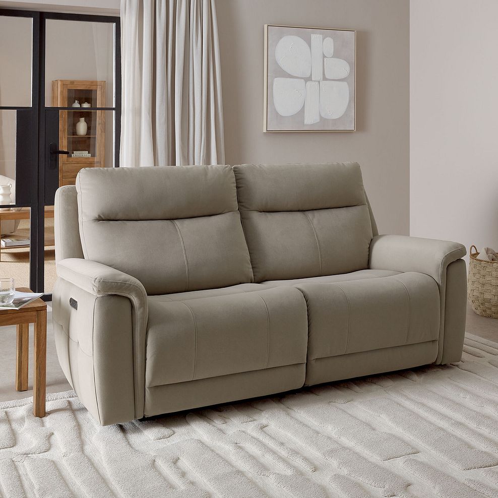 Dalton 3 Seater Electric Recliner Sofa with Power Headrests in Bella Latte Fabric 2