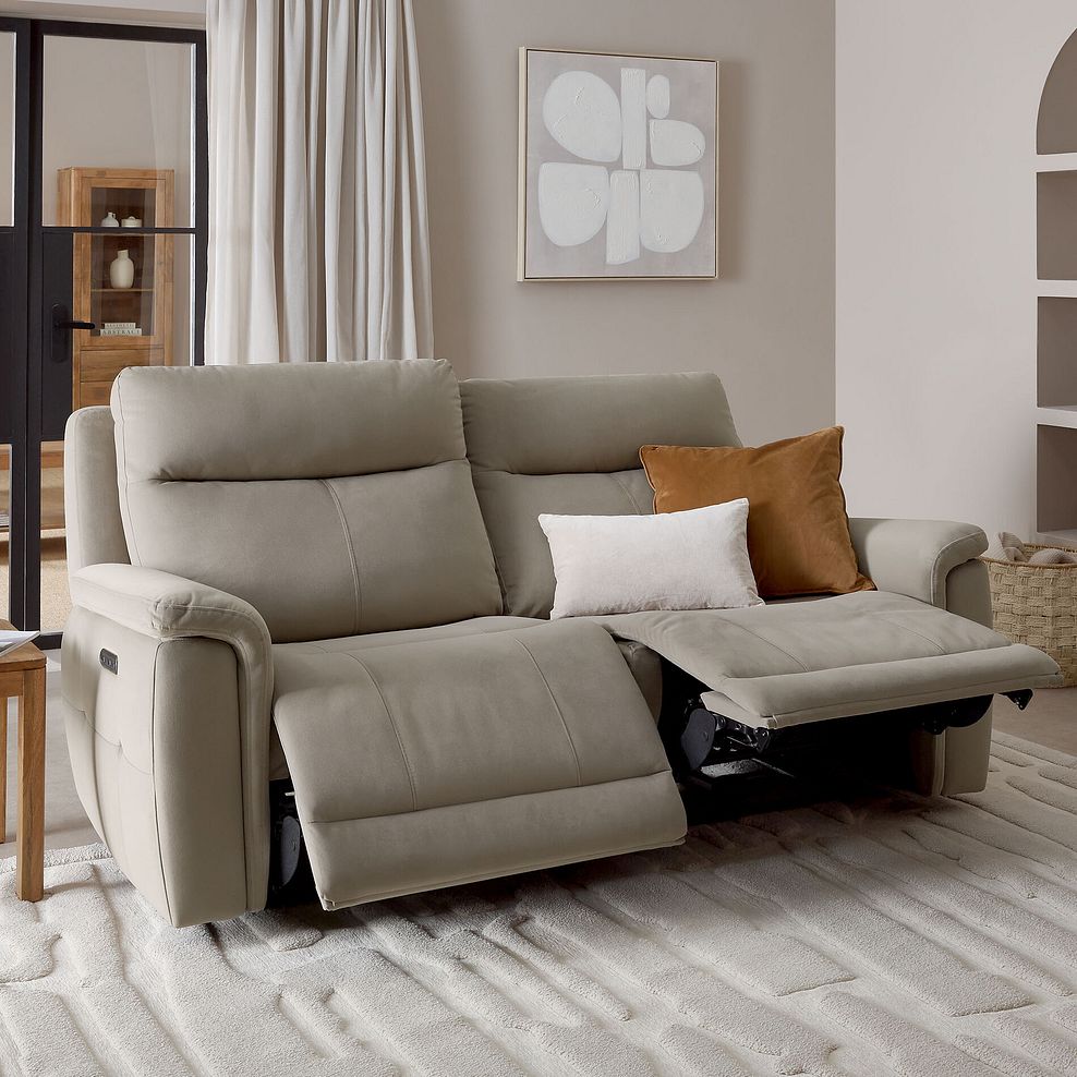 Dalton 3 Seater Electric Recliner Sofa with Power Headrests in Bella Latte Fabric 3