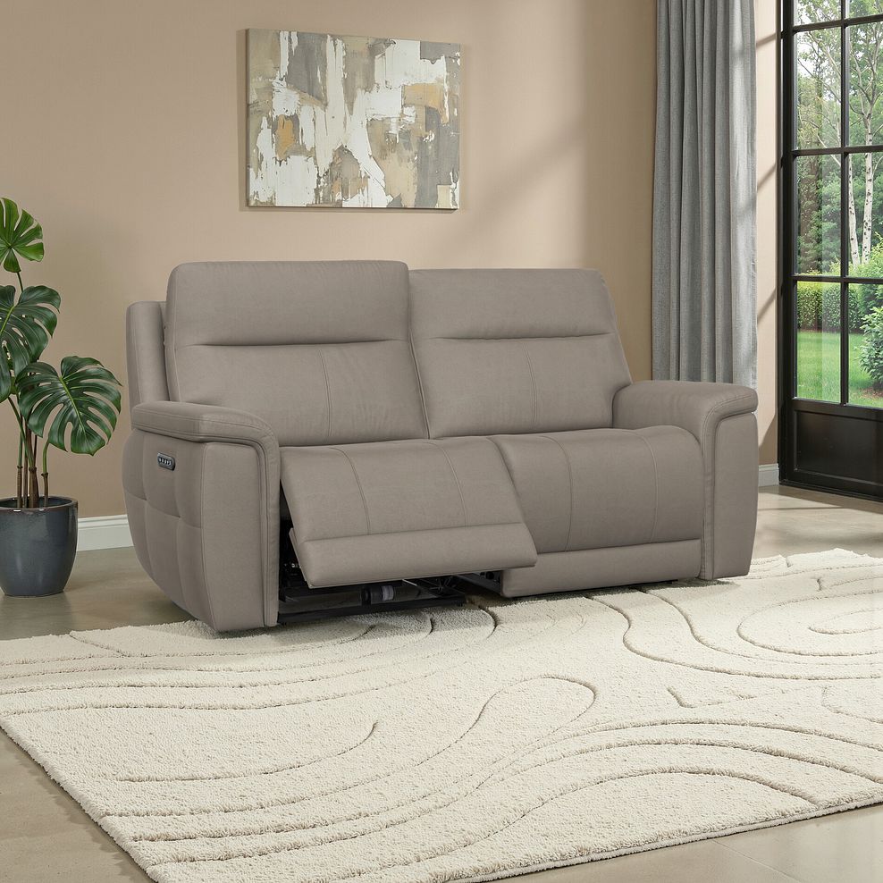 Dalton 3 Seater Electric Recliner Sofa with Power Headrests in Bella Latte Fabric 1