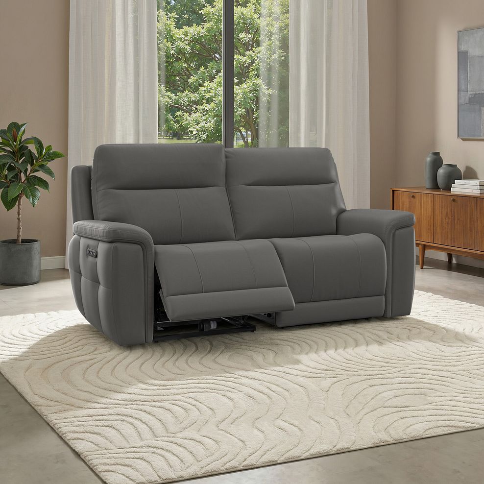 Dalton 3 Seater Electric Recliner Sofa with Power Headrests in Elephant Grey Leather 1