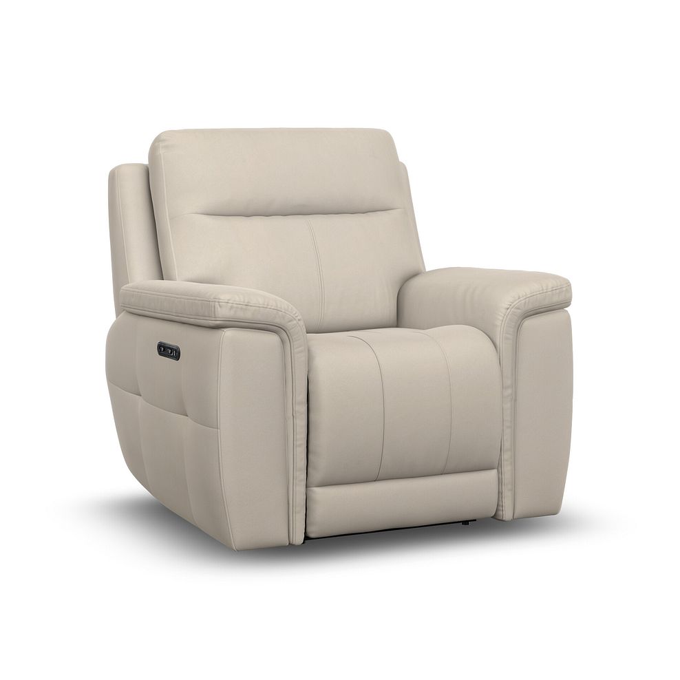 Dalton Electric Recliner Armchair in Bella Barley White Fabric 1