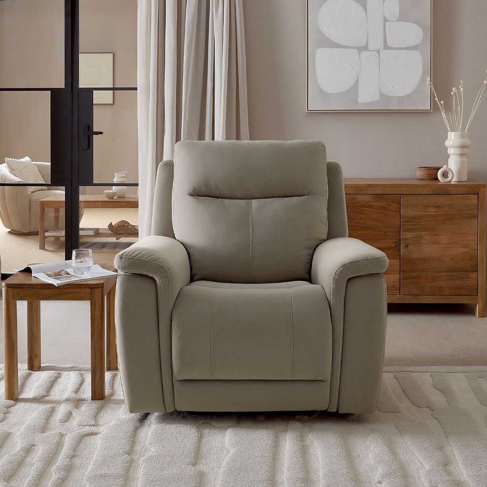 Dalton Electric Recliner Armchair in Bella Latte Fabric 3