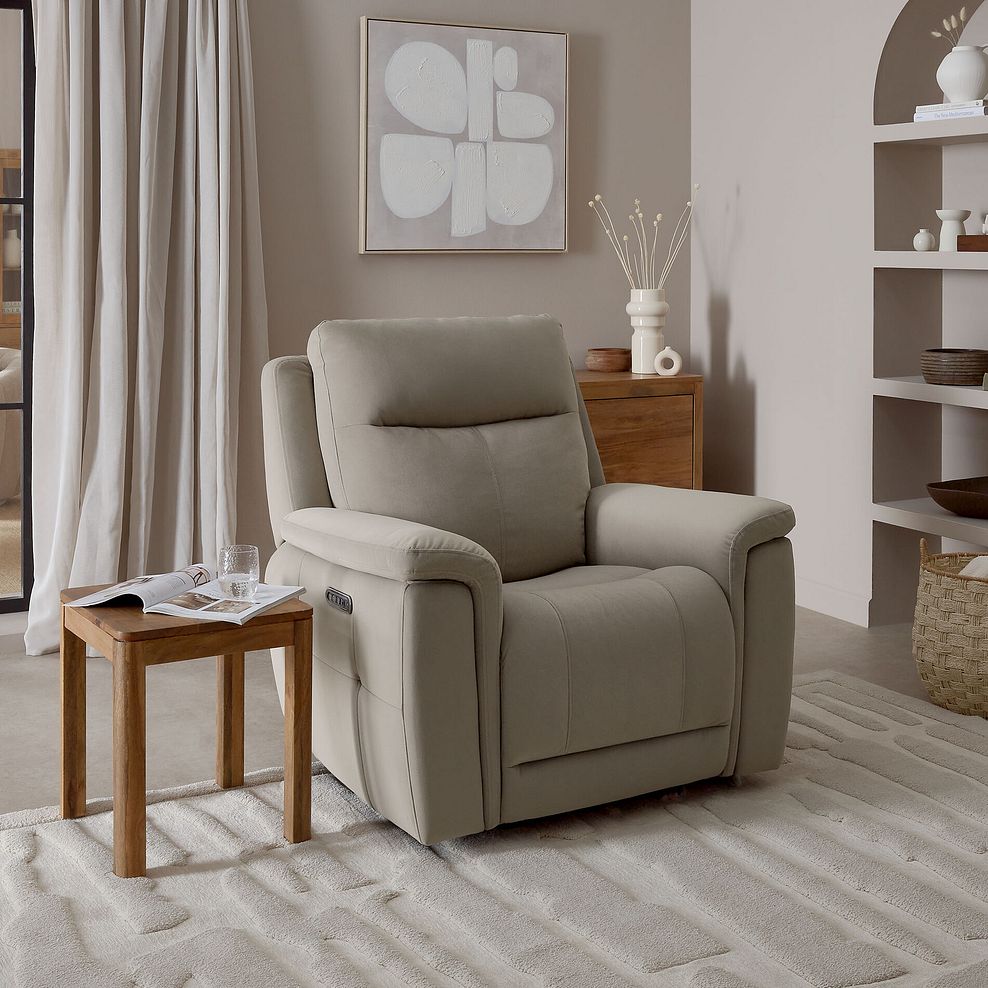 Dalton Electric Recliner Armchair in Bella Latte Fabric 1