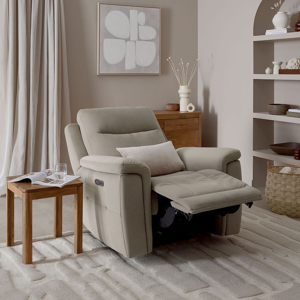 Dalton Electric Recliner Armchair in Bella Latte Fabric 2