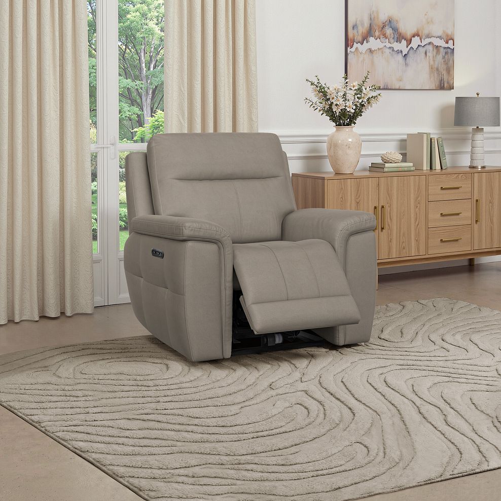 Dalton Electric Recliner Armchair in Bella Latte Fabric 16