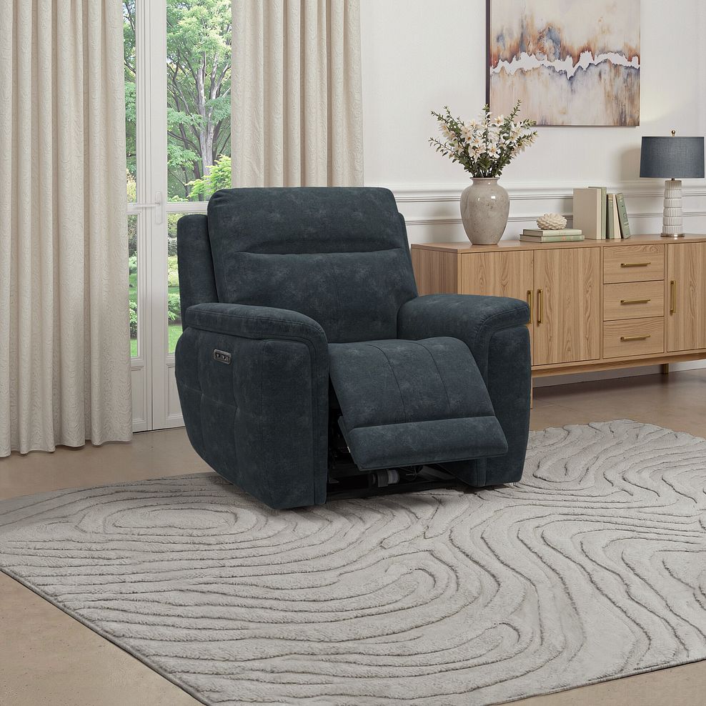 Dalton Electric Recliner Armchair in Dexter Shadow Fabric 1