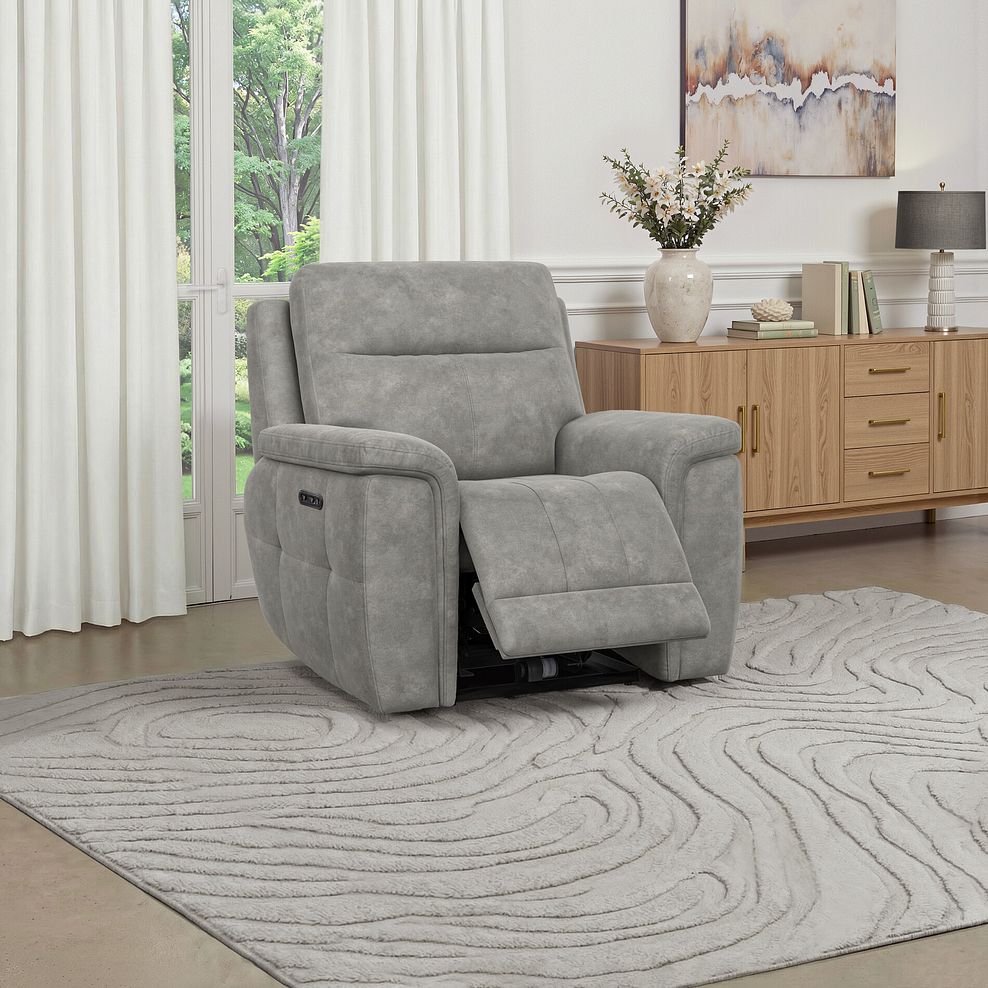 Dalton Electric Recliner Armchair in Dexter Stone Fabric 1