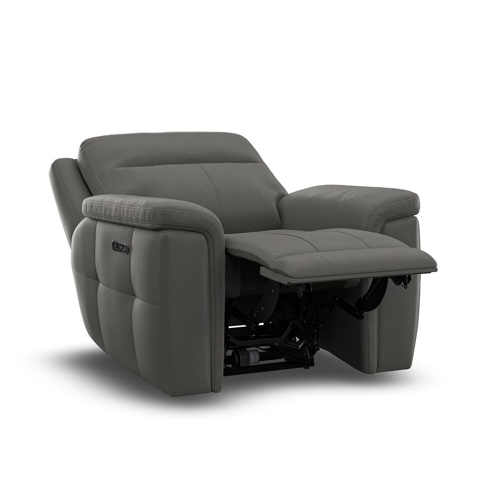 Dalton Electric Recliner Armchair in Elephant Grey Leather 3