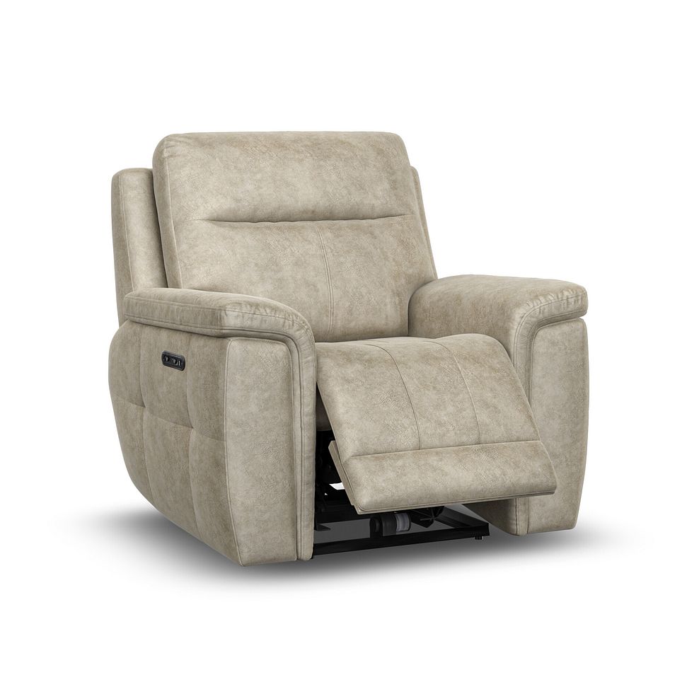 Dalton Electric Recliner Armchair in Marble Cream Fabric 2