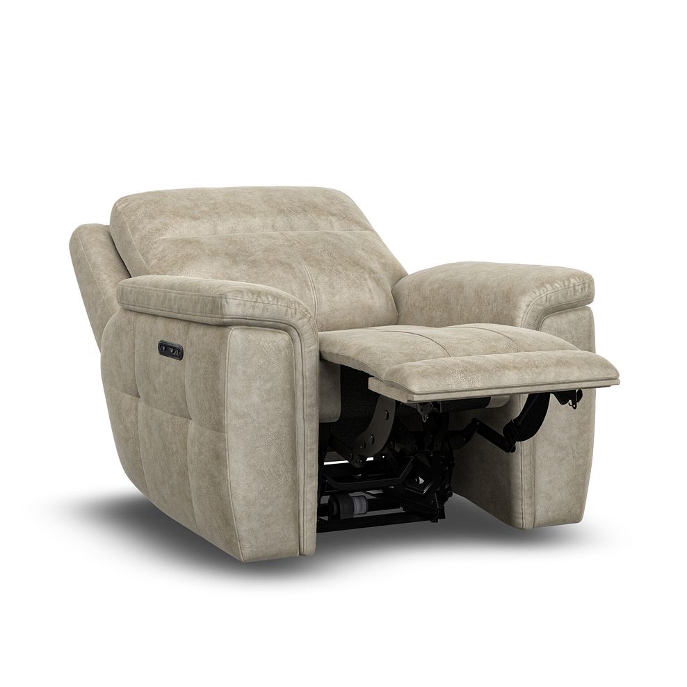 Dalton Electric Recliner Armchair in Marble Cream Fabric 3