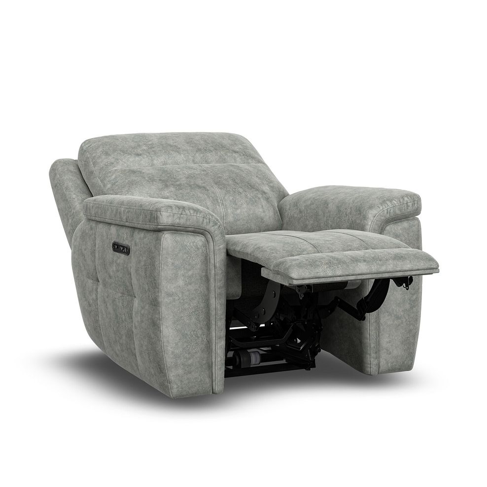 Dalton Electric Recliner Armchair in Marble Silver Fabric 3