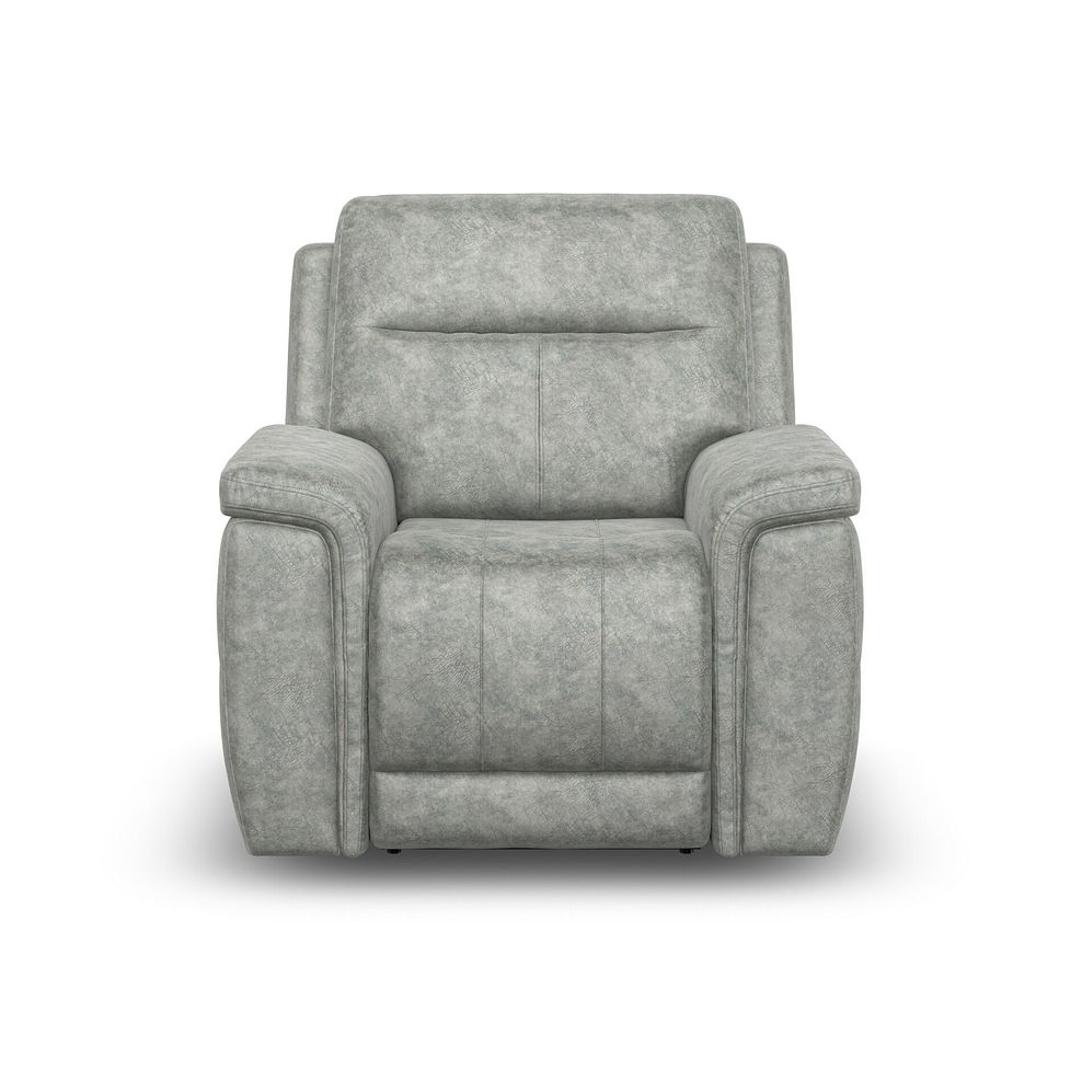 Dalton Electric Recliner Armchair in Marble Silver Fabric 4