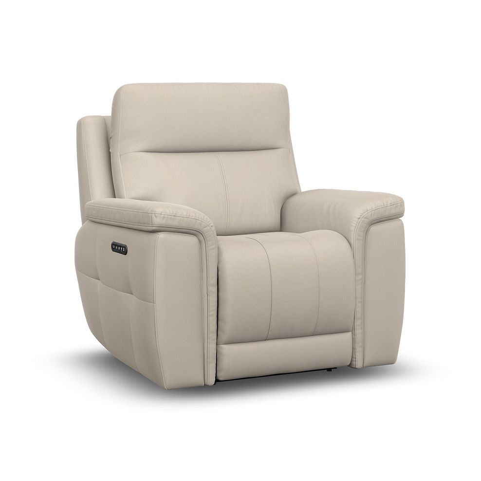Dalton Electric Recliner Armchair with Power Headrest in Bella Barley White Fabric 2