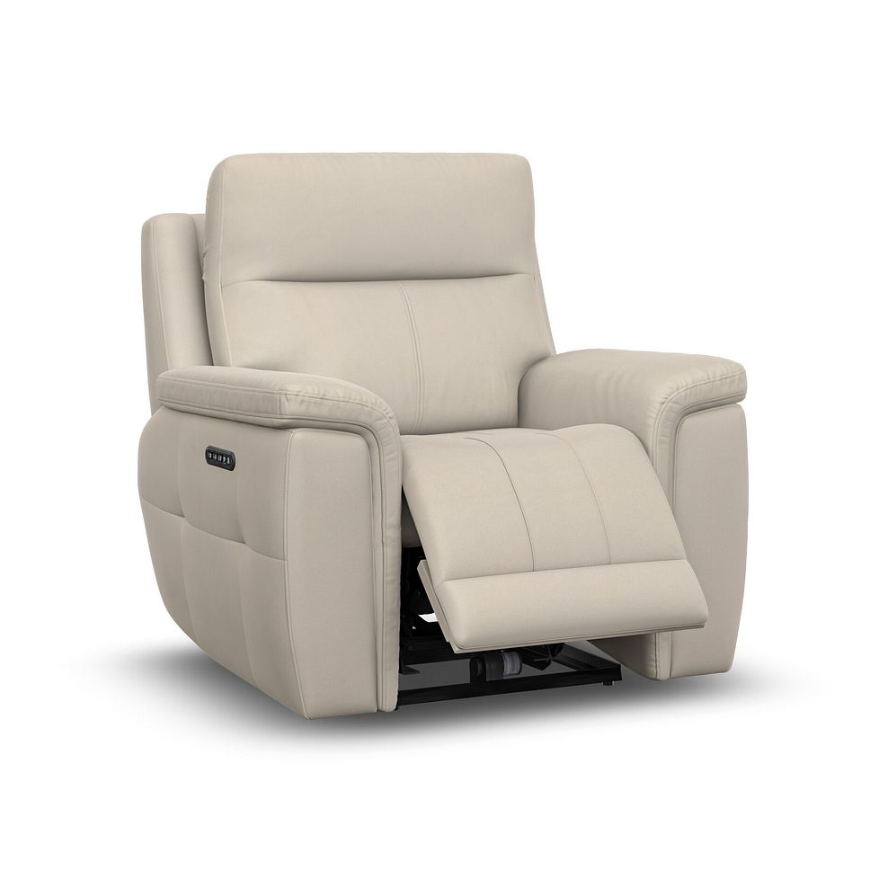 Dalton Electric Recliner Armchair with Power Headrest in Bella Barley White Fabric 4