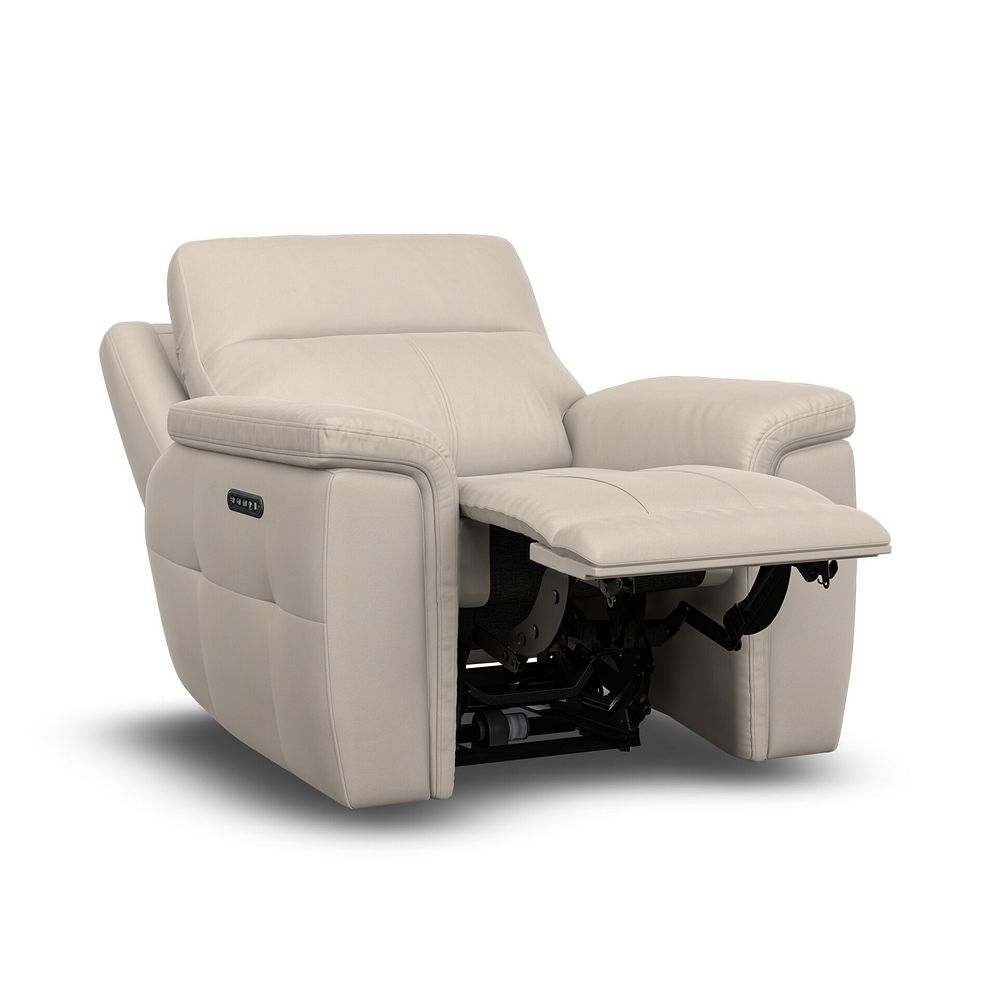 Dalton Electric Recliner Armchair with Power Headrest in Bella Barley White Fabric 6