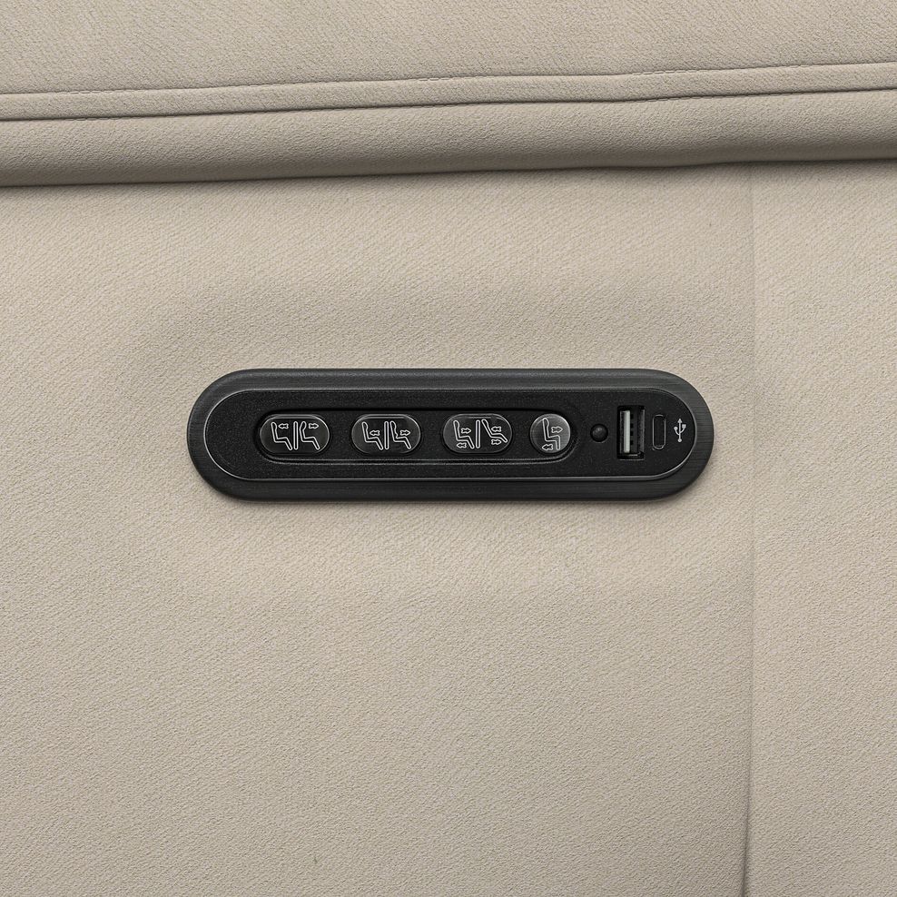 Dalton Electric Recliner Armchair with Power Headrest in Bella Barley White Fabric 14