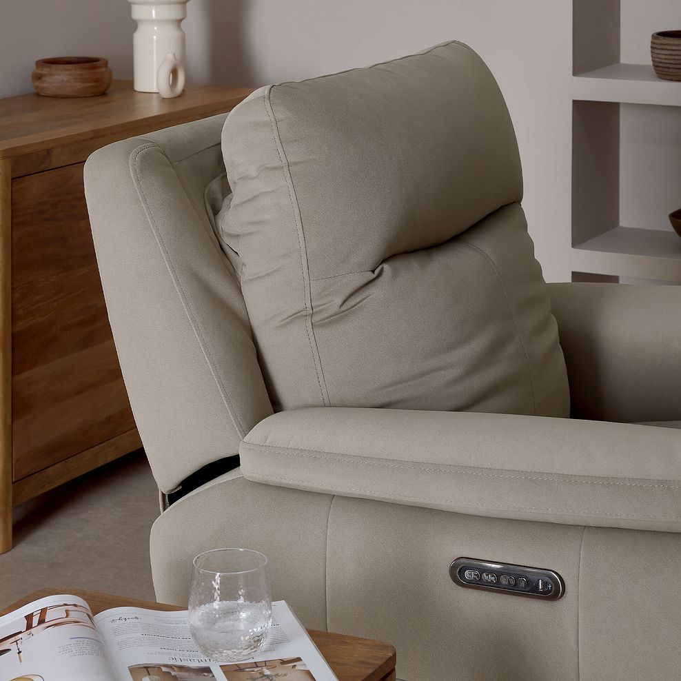 Dalton Electric Recliner Armchair with Power Headrest in Bella Latte Fabric 4