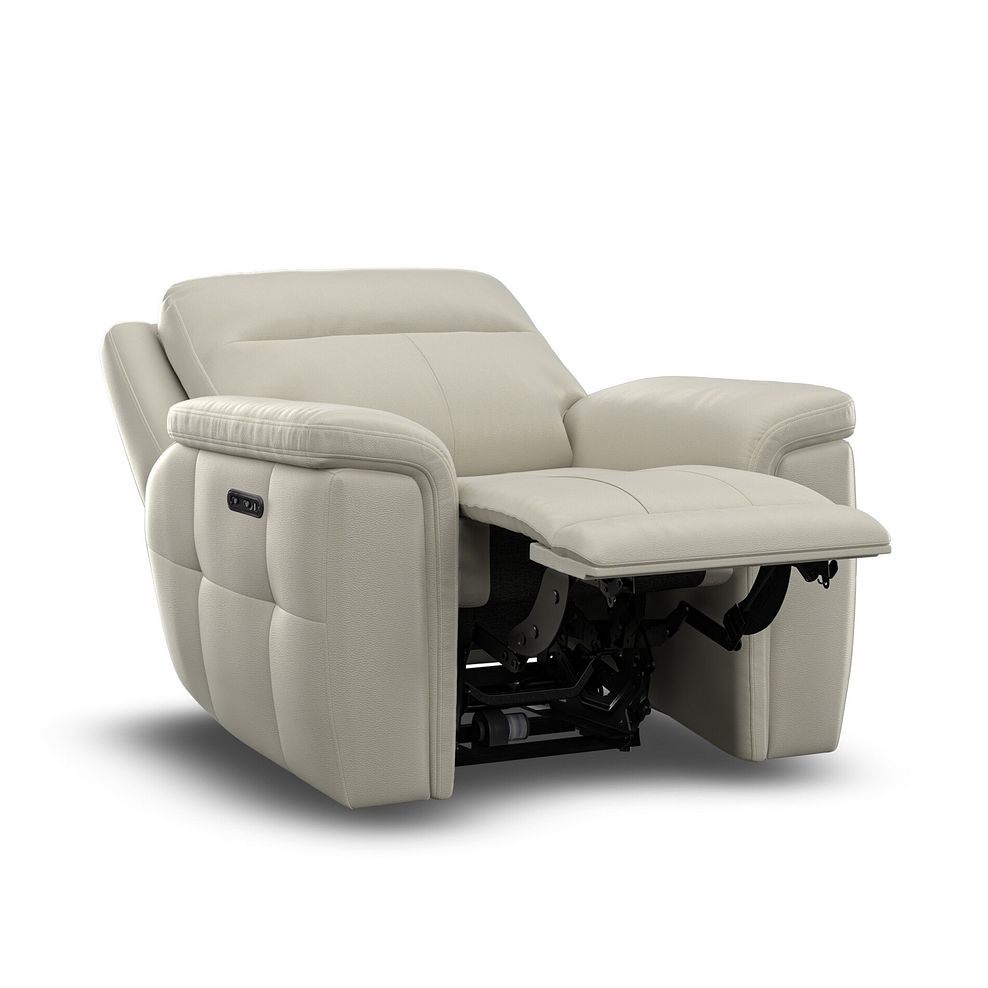 Dalton Electric Recliner Armchair with Power Headrest in Bone China Leather 10
