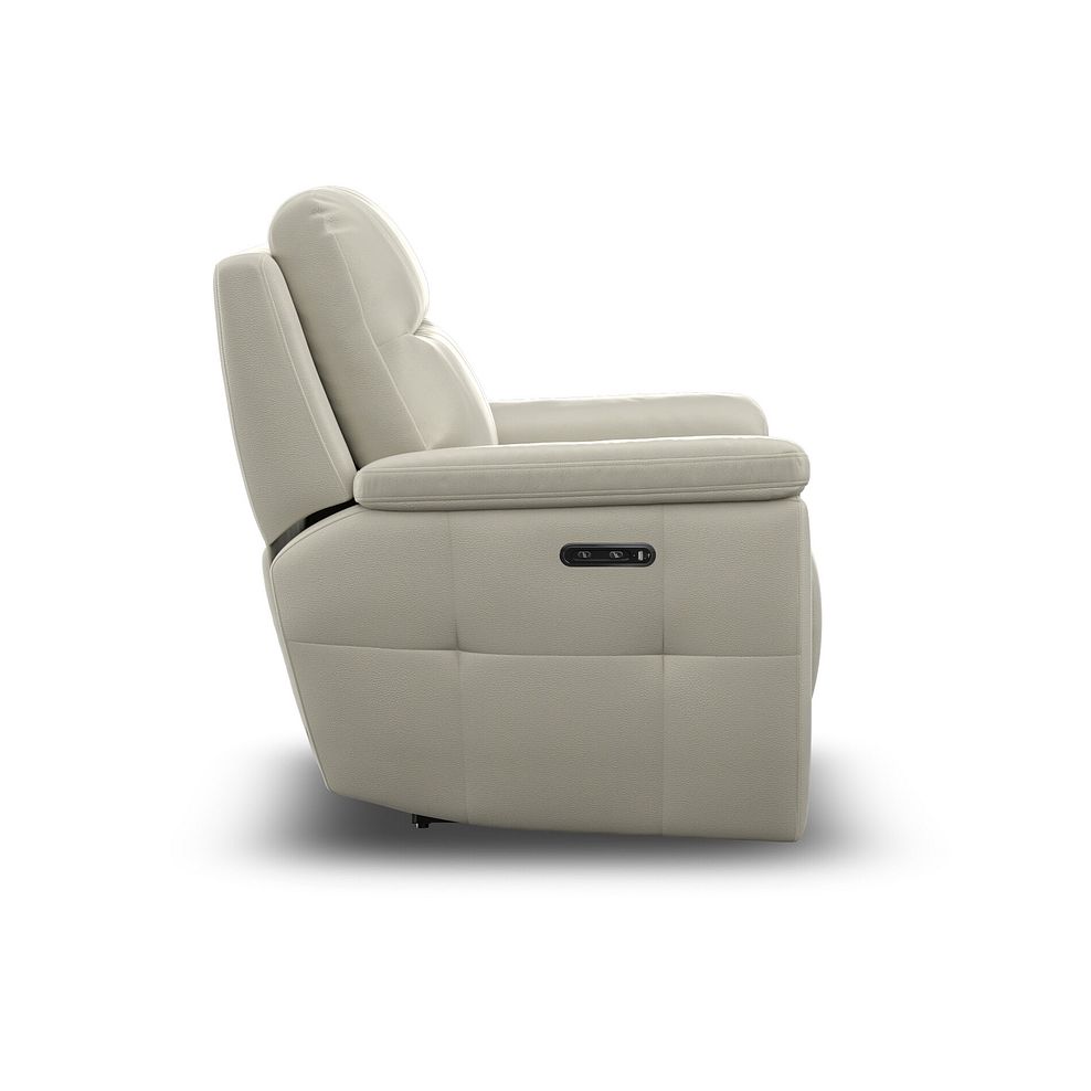 Dalton Electric Recliner Armchair with Power Headrest in Bone China Leather 14