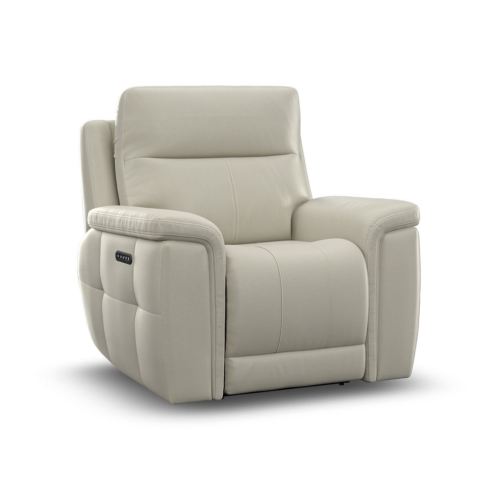 Dalton Electric Recliner Armchair with Power Headrest in Bone China Leather 7