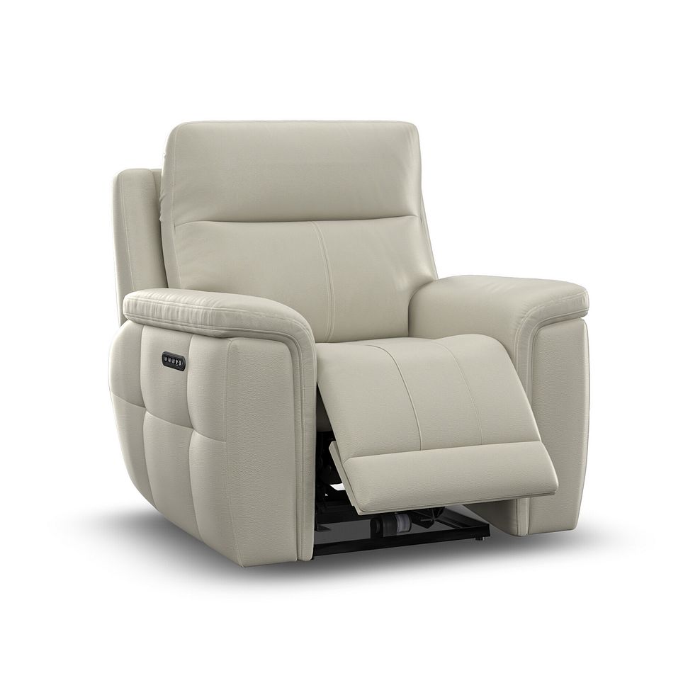 Dalton Electric Recliner Armchair with Power Headrest in Bone China Leather 9