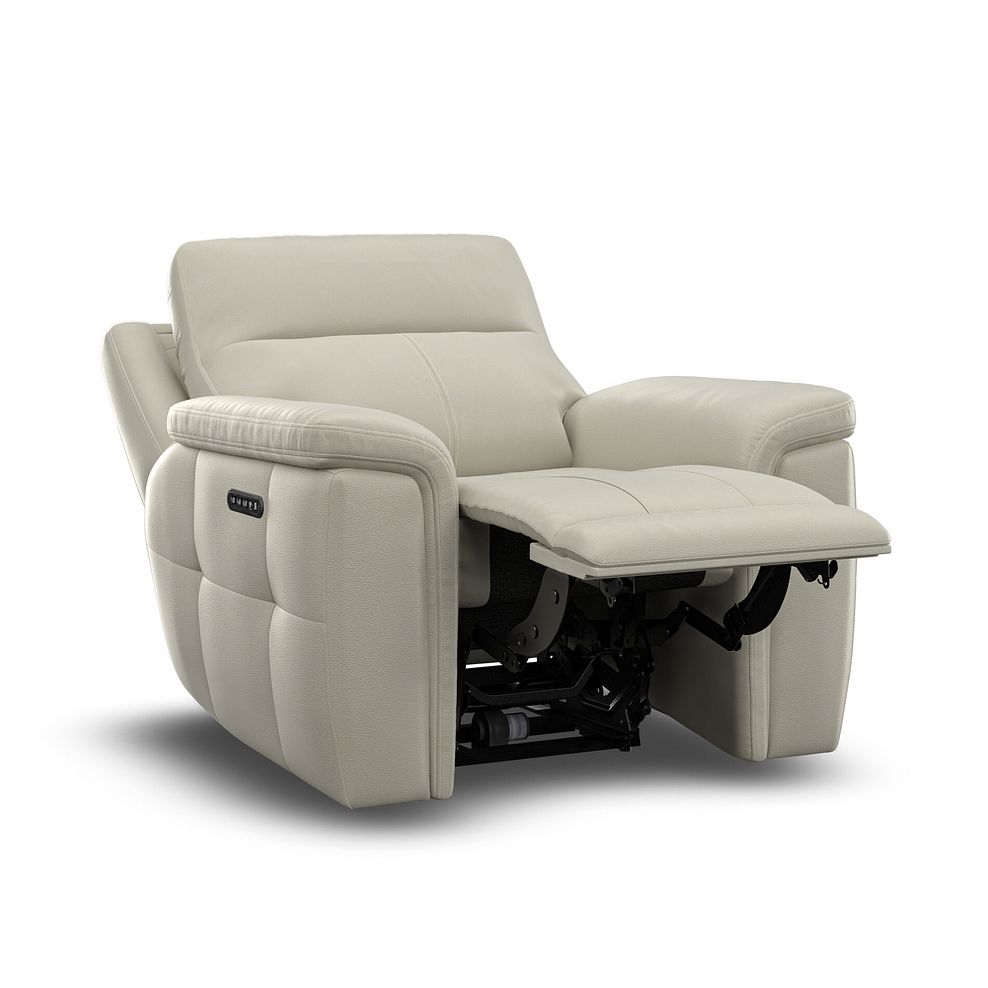 Dalton Electric Recliner Armchair with Power Headrest in Bone China Leather 11