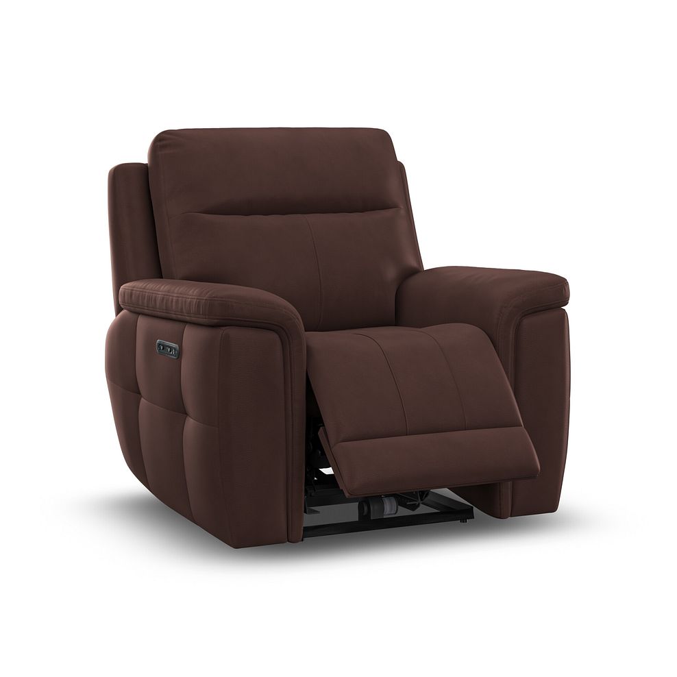 Dalton Electric Recliner Armchair with Power Headrest in Chestnut Leather 3