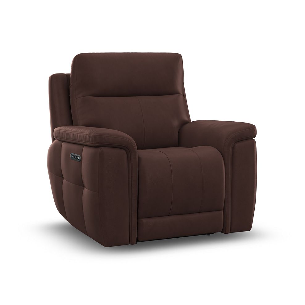 Dalton Electric Recliner Armchair with Power Headrest in Chestnut Leather 2