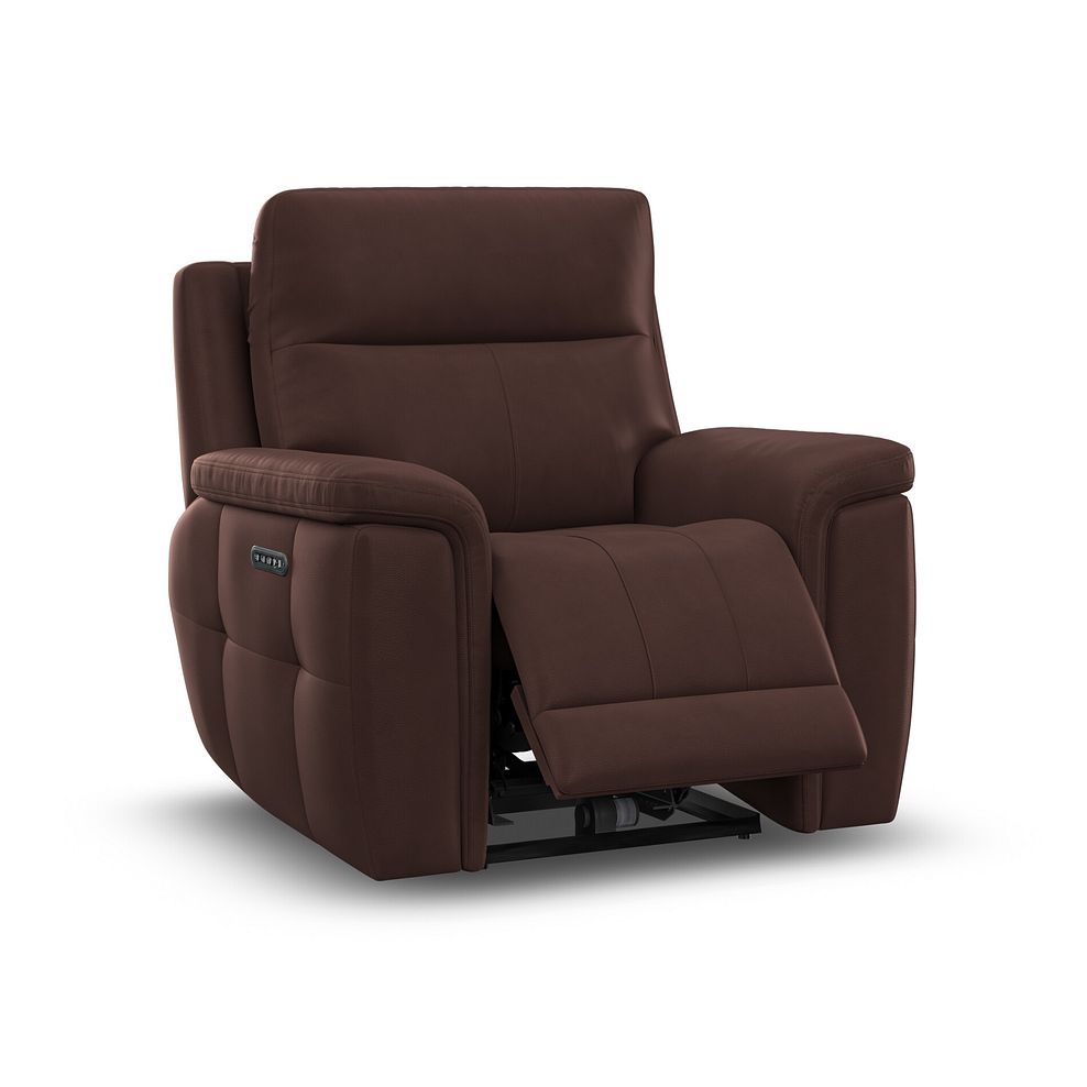 Dalton Electric Recliner Armchair with Power Headrest in Chestnut Leather 4
