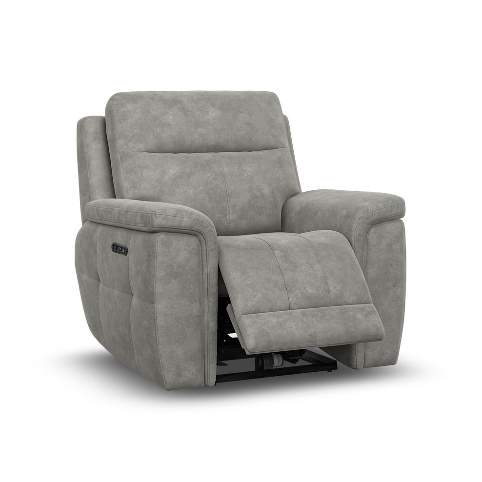 Dalton Electric Recliner Armchair with Power Headrest in Dexter Stone Fabric 3