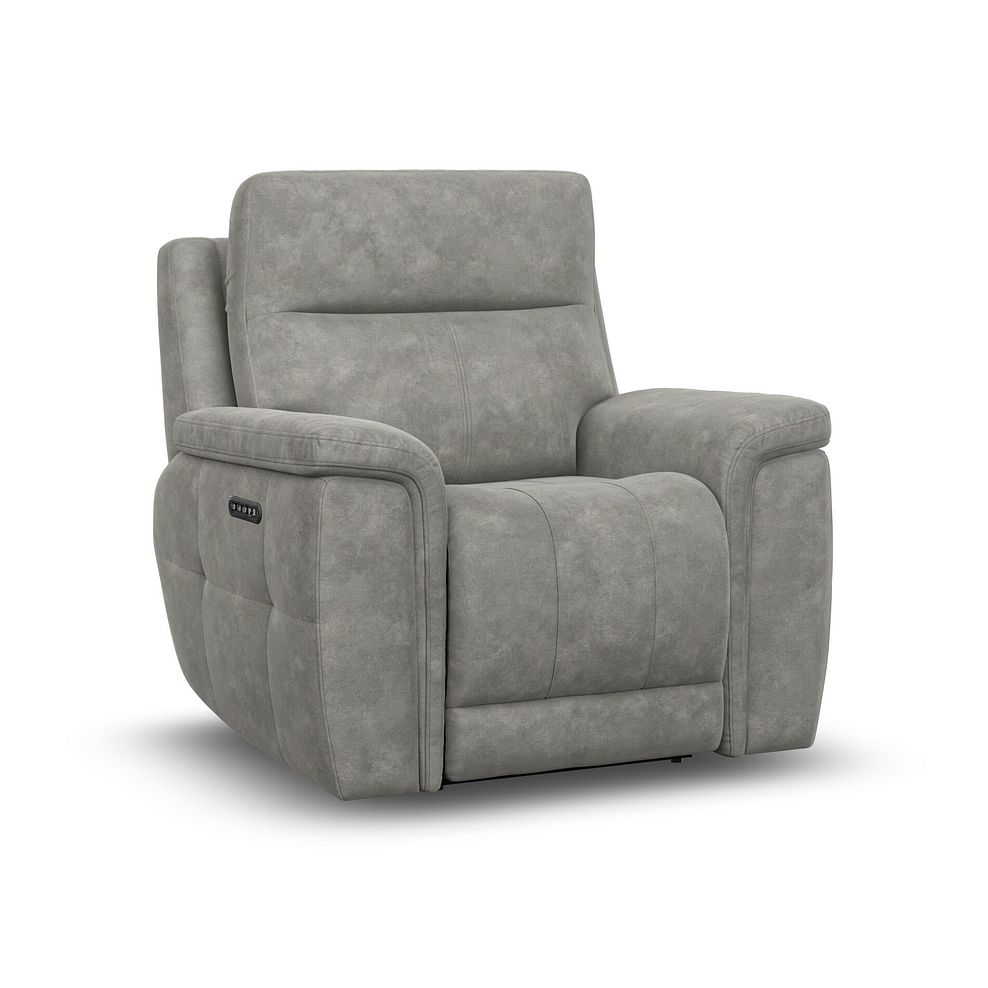 Dalton Electric Recliner Armchair with Power Headrest in Dexter Stone Fabric 2
